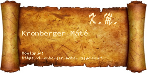 Kronberger Máté névjegykártya